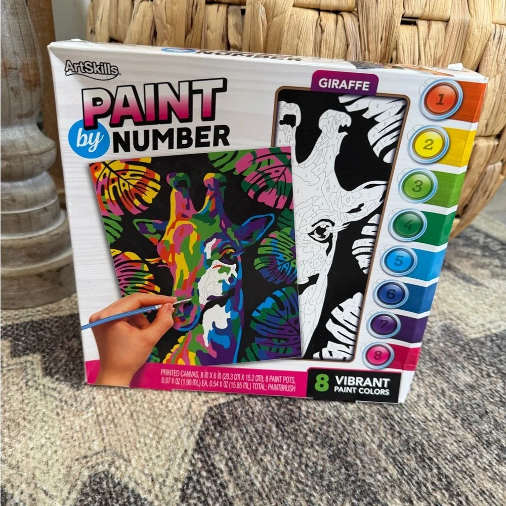 New Giraffe Paint-by-Number Kit — Vibrant Multicolor Set Retro Vibrant NIB
